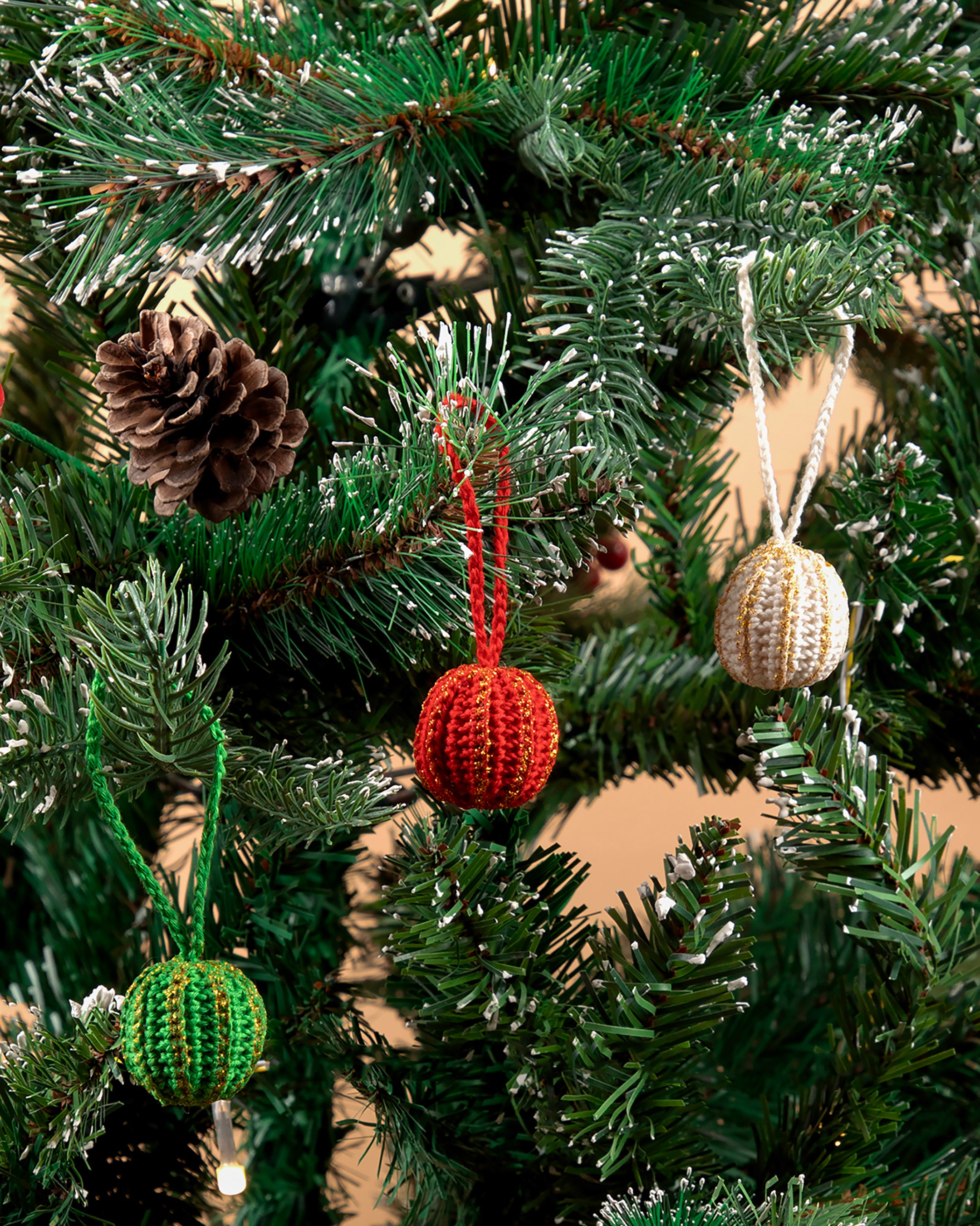 Glitter Bauble Ornament Trio