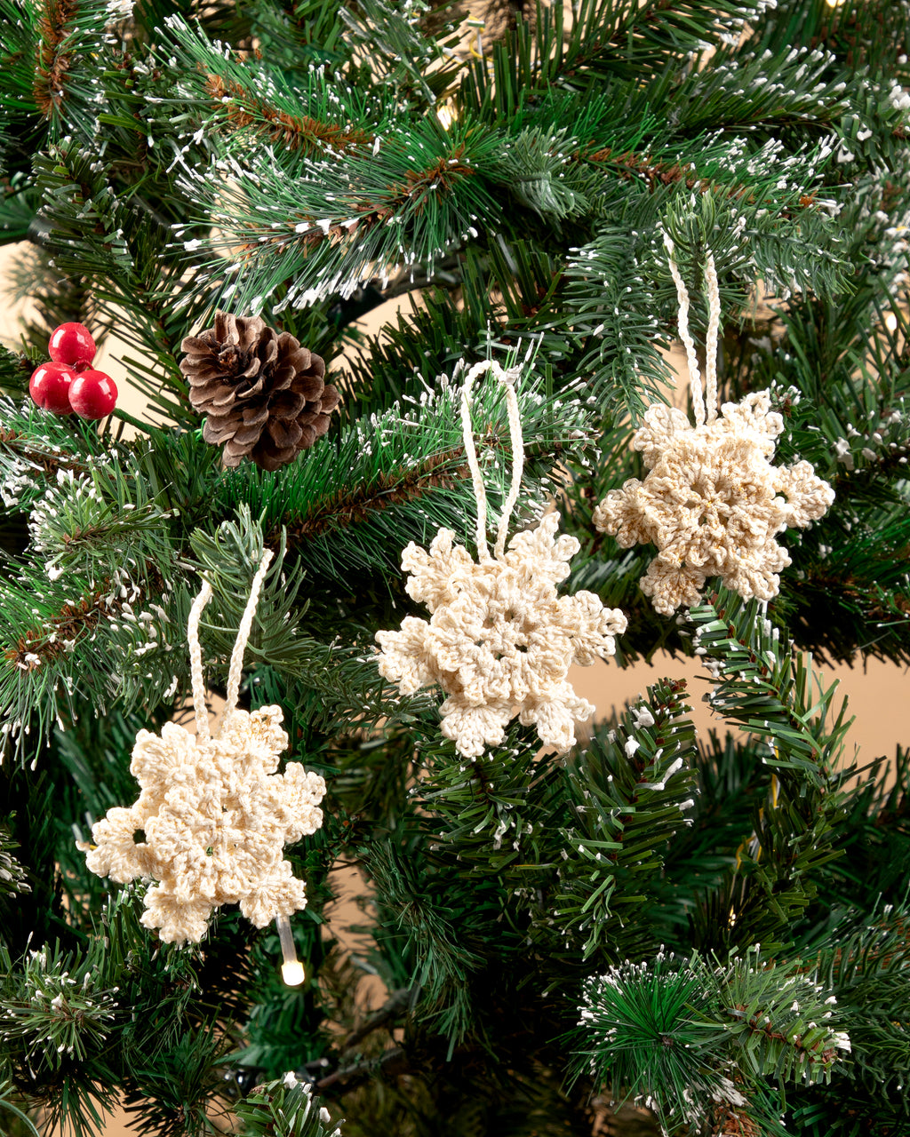 Winter Snowflake Ornament Trio