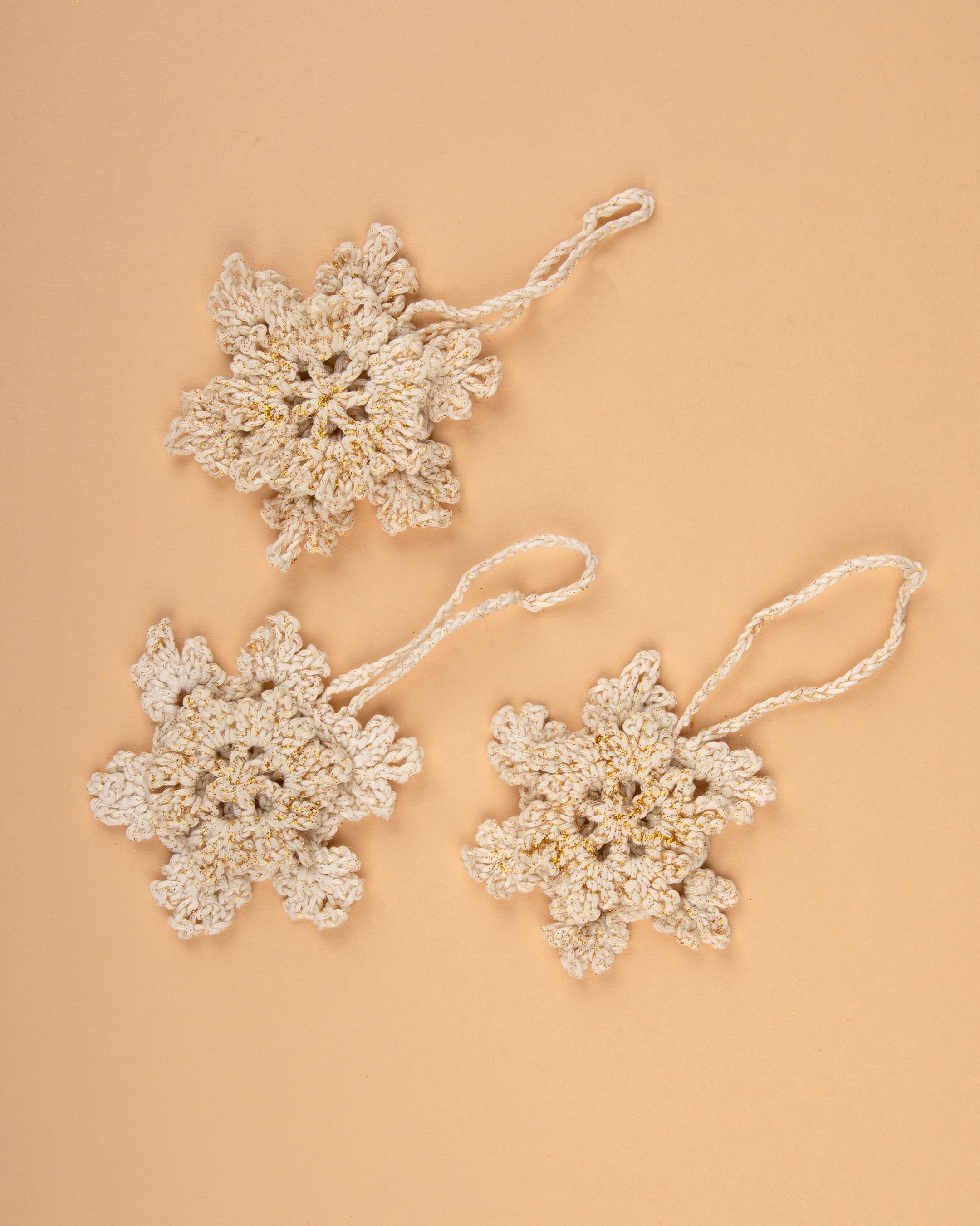 Winter Snowflake Ornament Trio