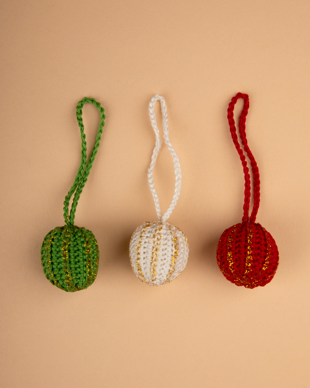 Glitter Bauble Ornament Trio