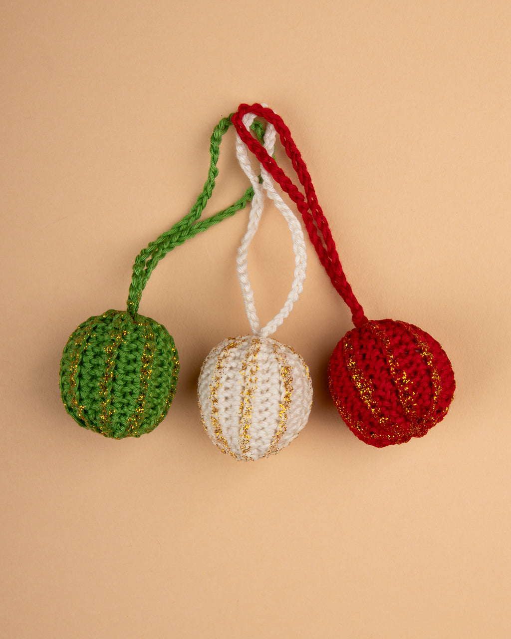Glitter Bauble Ornament Trio
