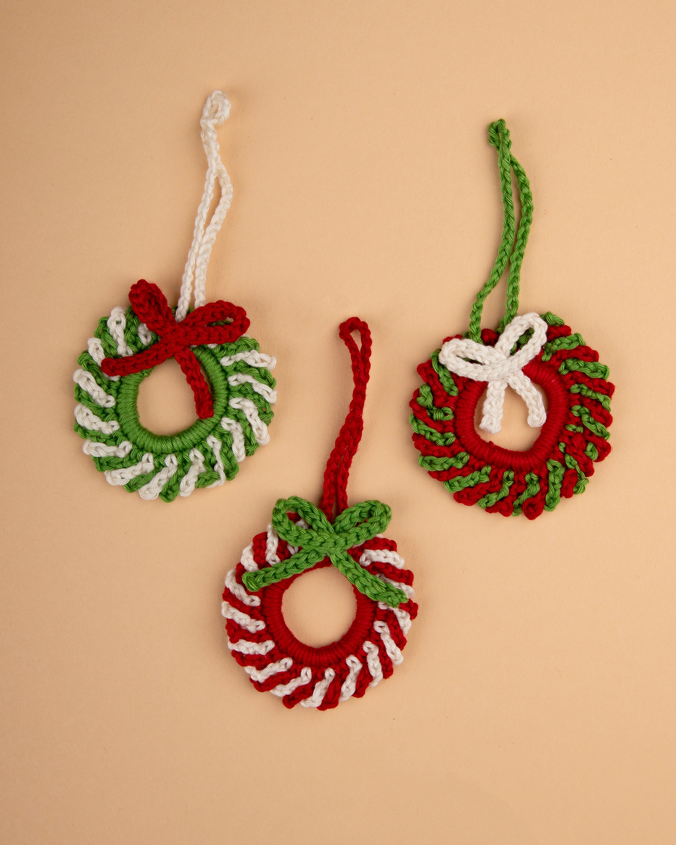 Christmas Wreath Ornament Trio