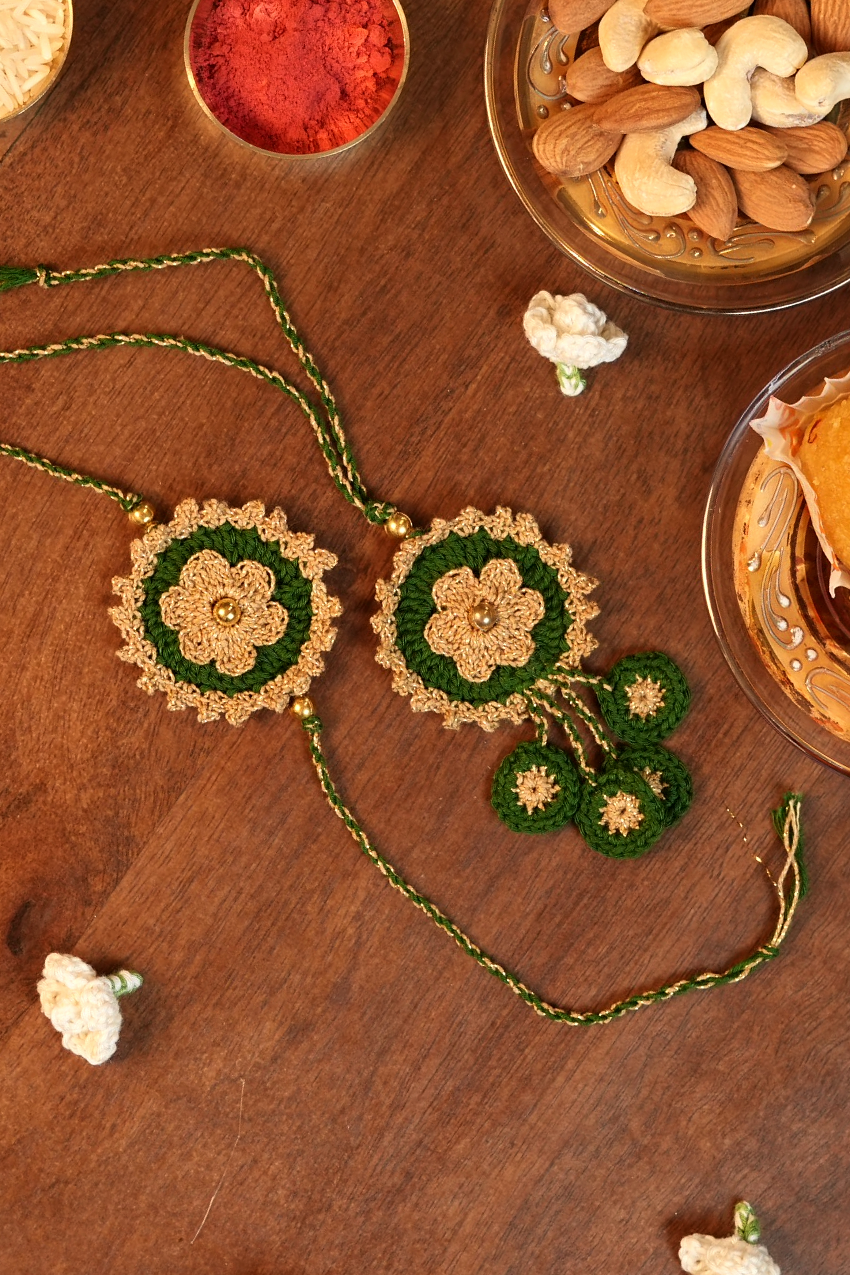 Threaded Gold Rakhi & Lumba Set