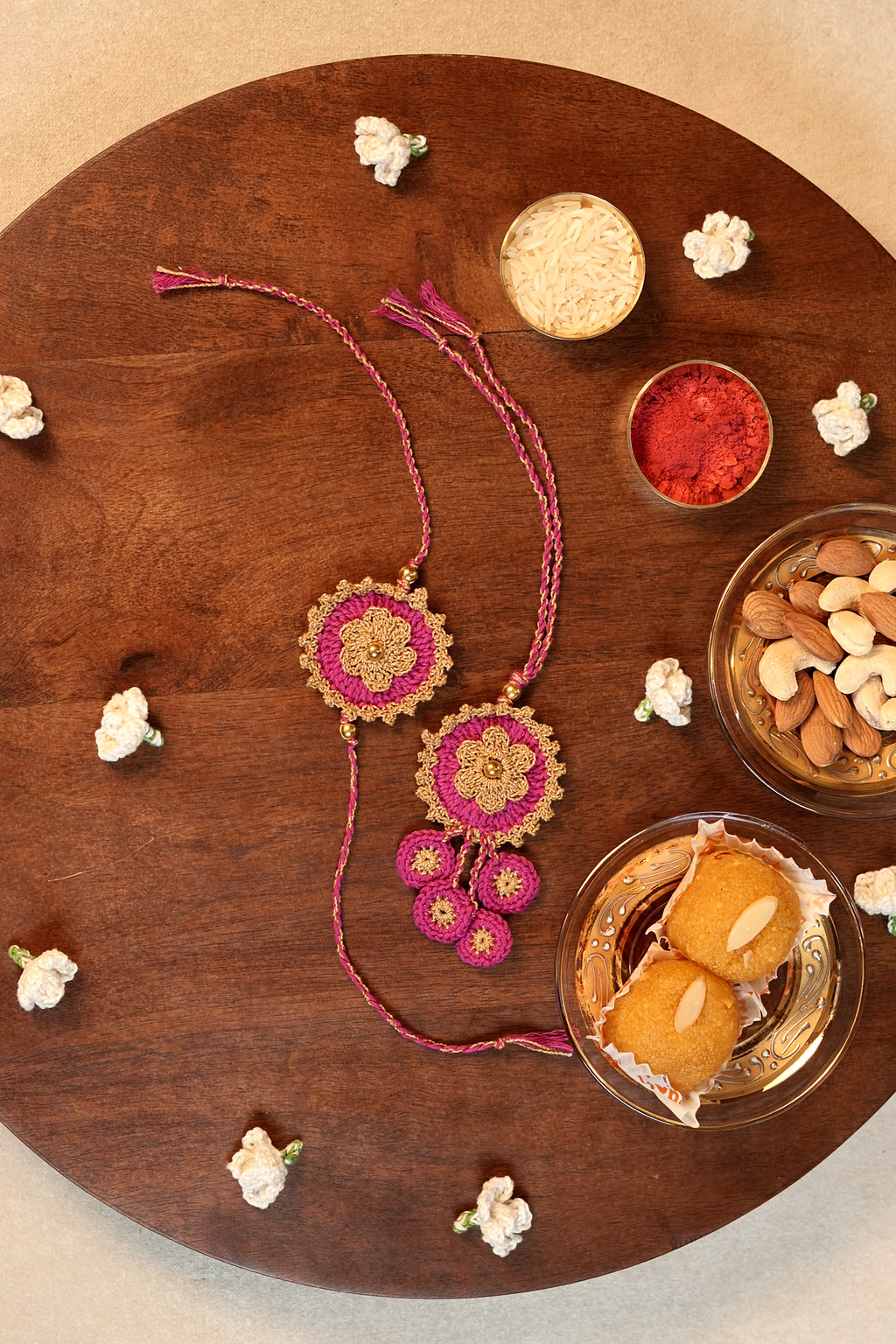 Threaded Gold Rakhi & Lumba Set
