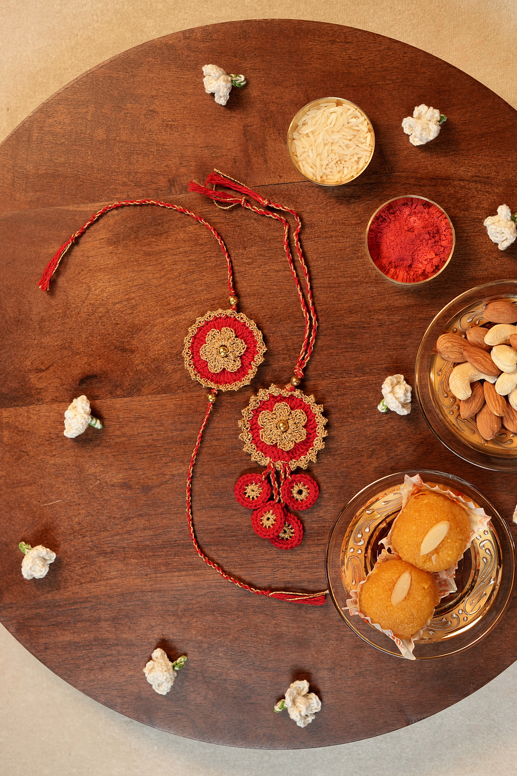 Threaded Gold Rakhi & Lumba Set