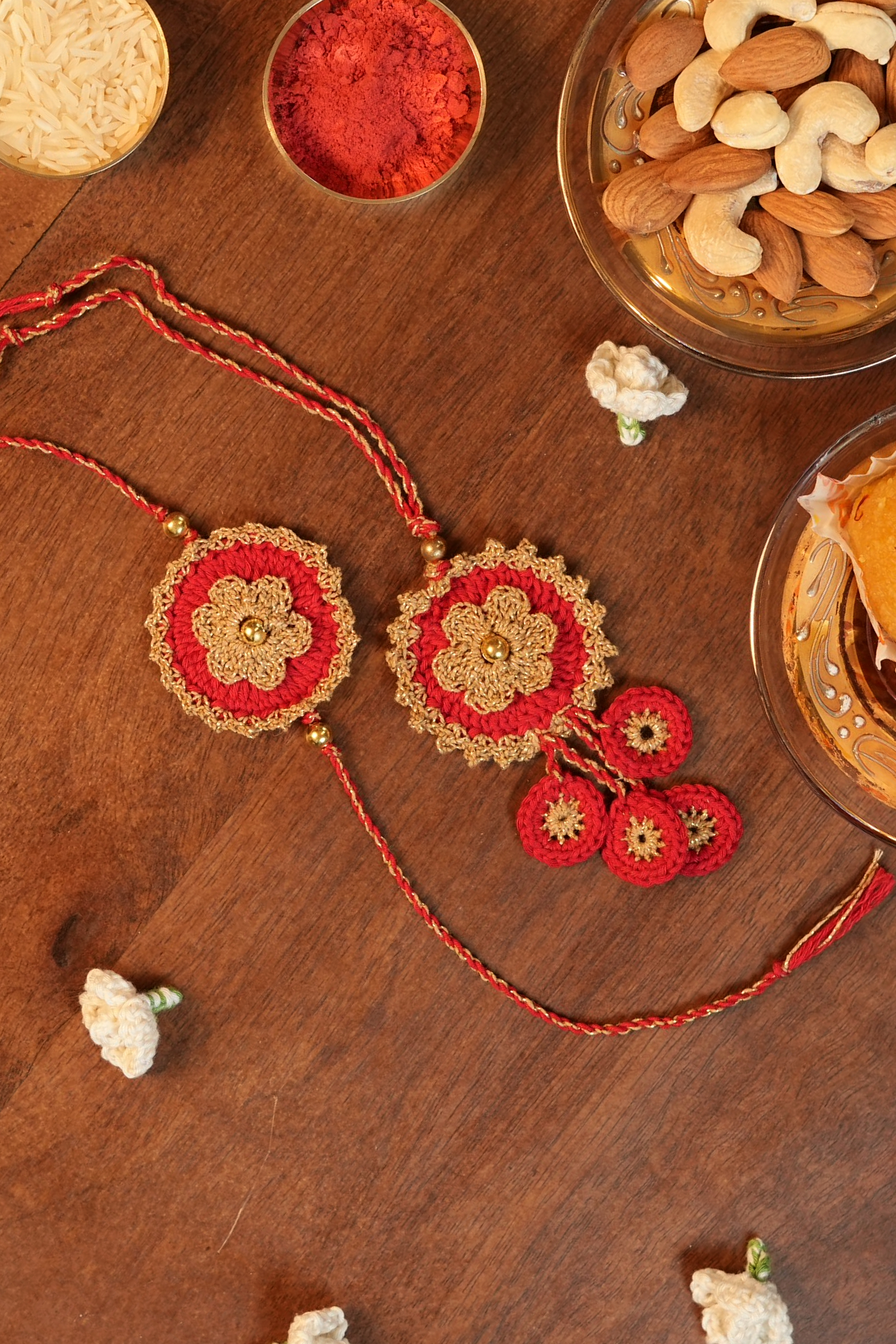 Threaded Gold Rakhi & Lumba Set