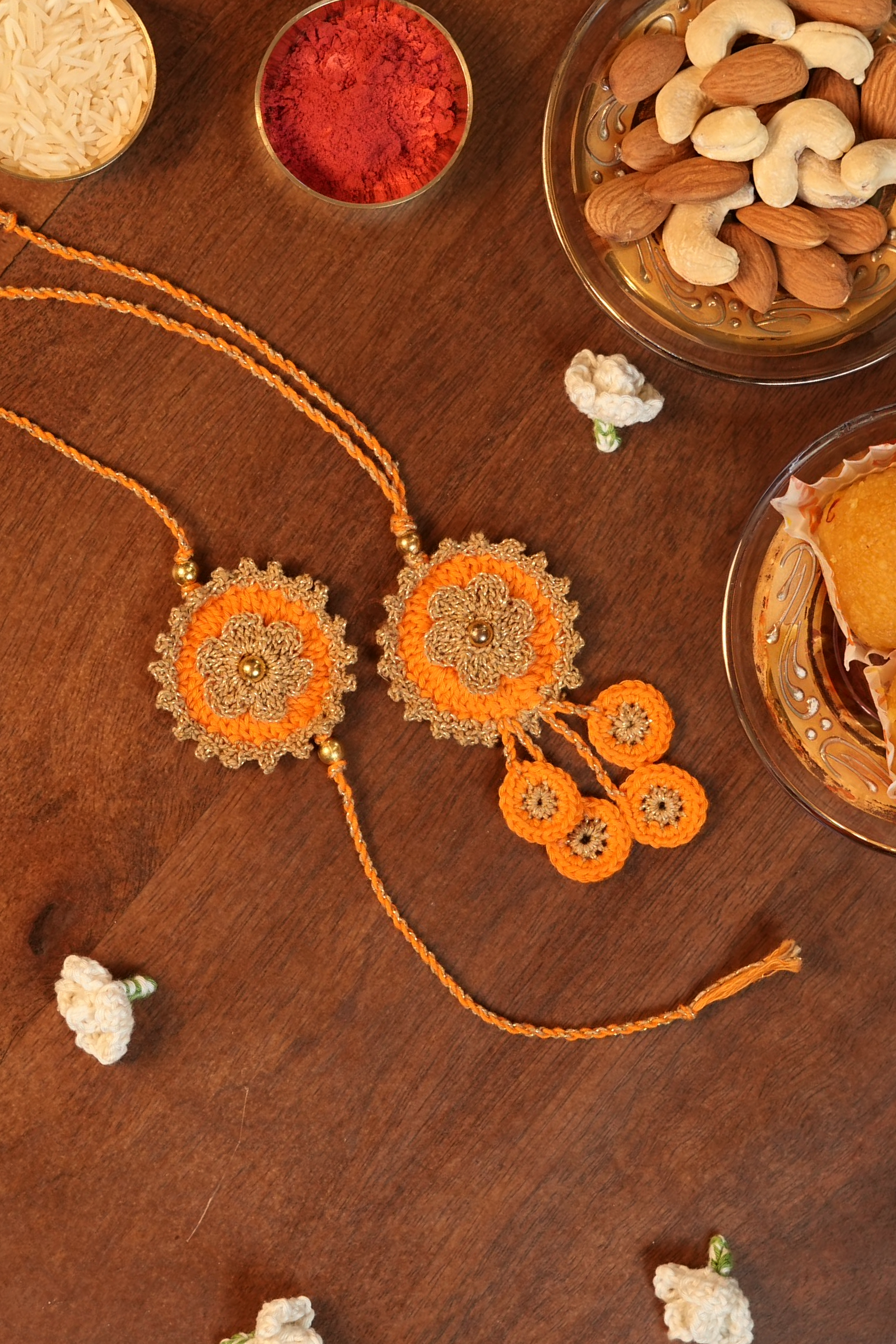 Threaded Gold Rakhi & Lumba Set