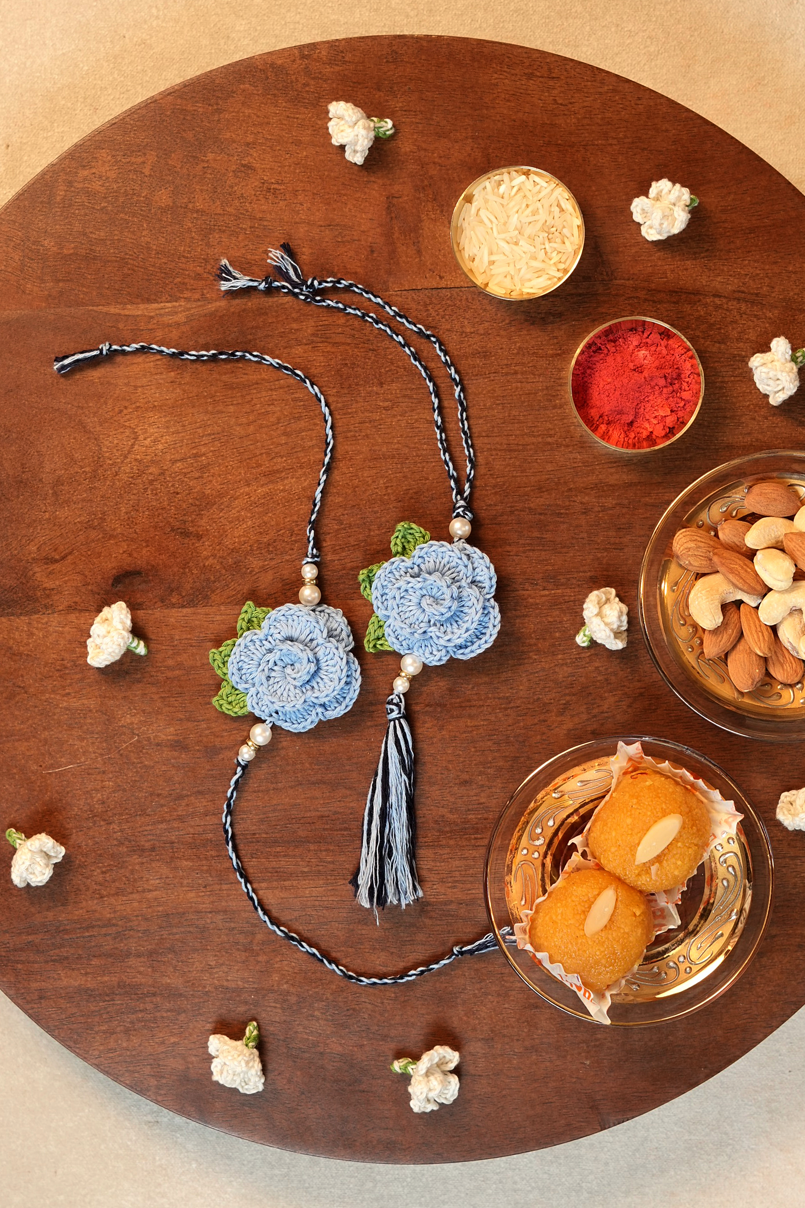 Rose Rakhi & Lumba Set