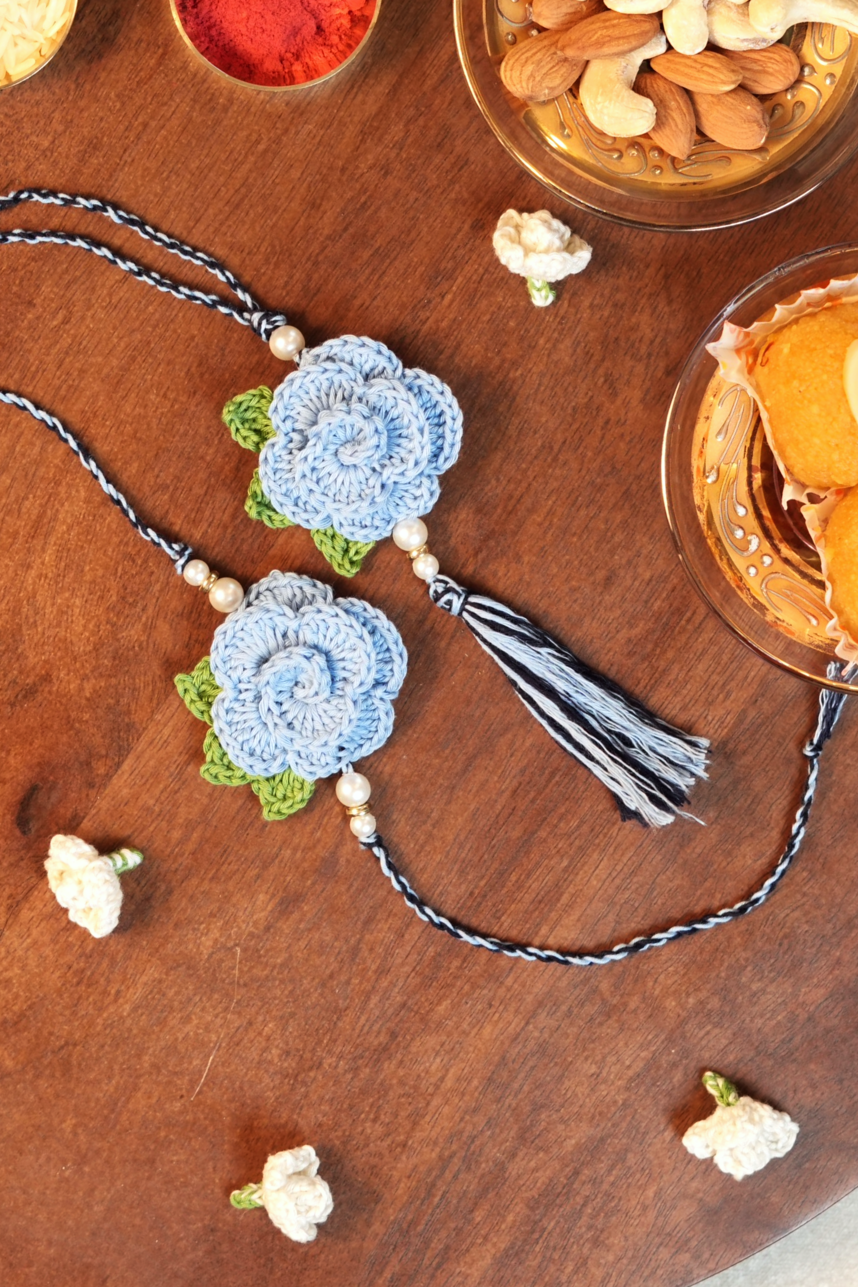 Rose Rakhi & Lumba Set