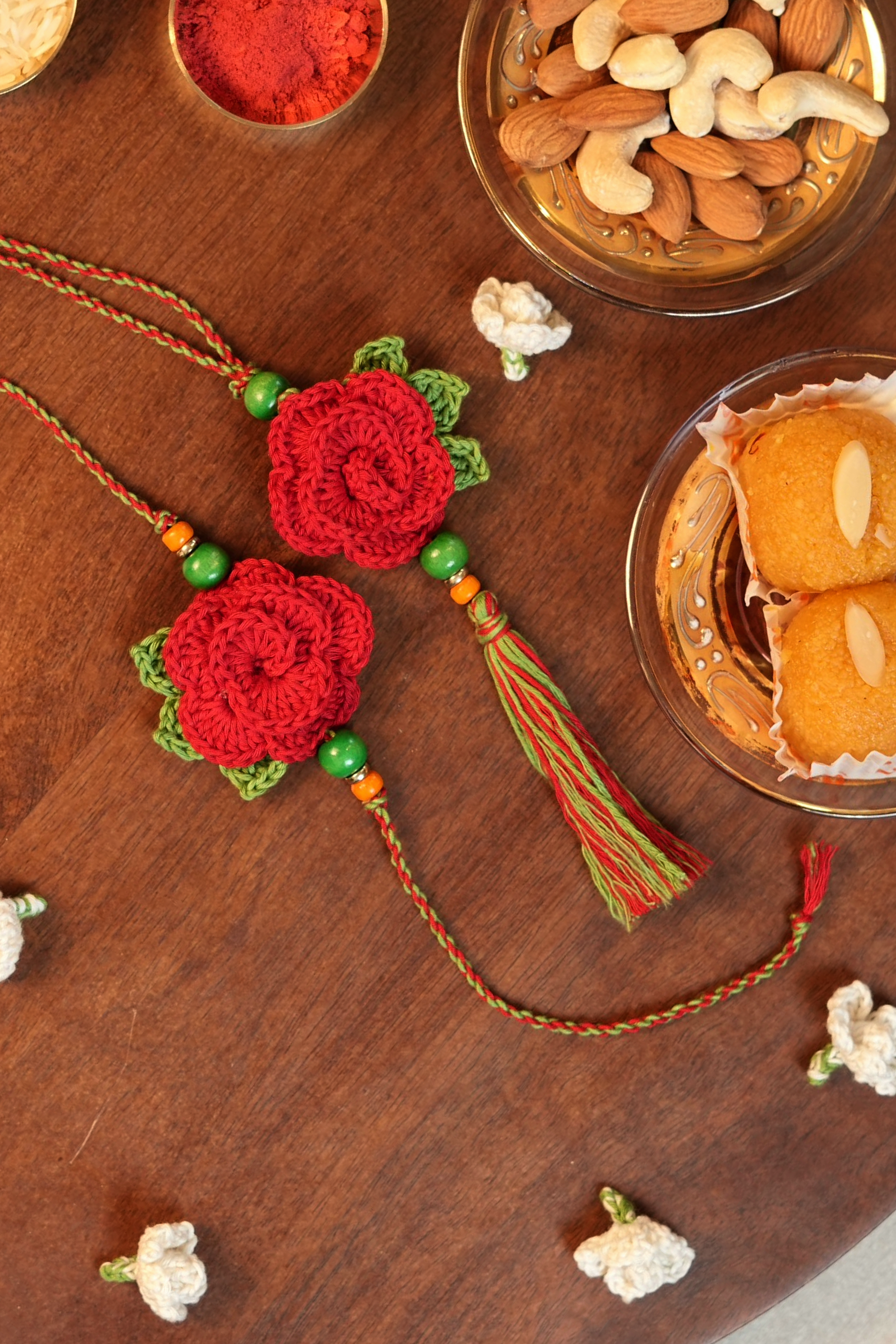 Rose Rakhi & Lumba Set