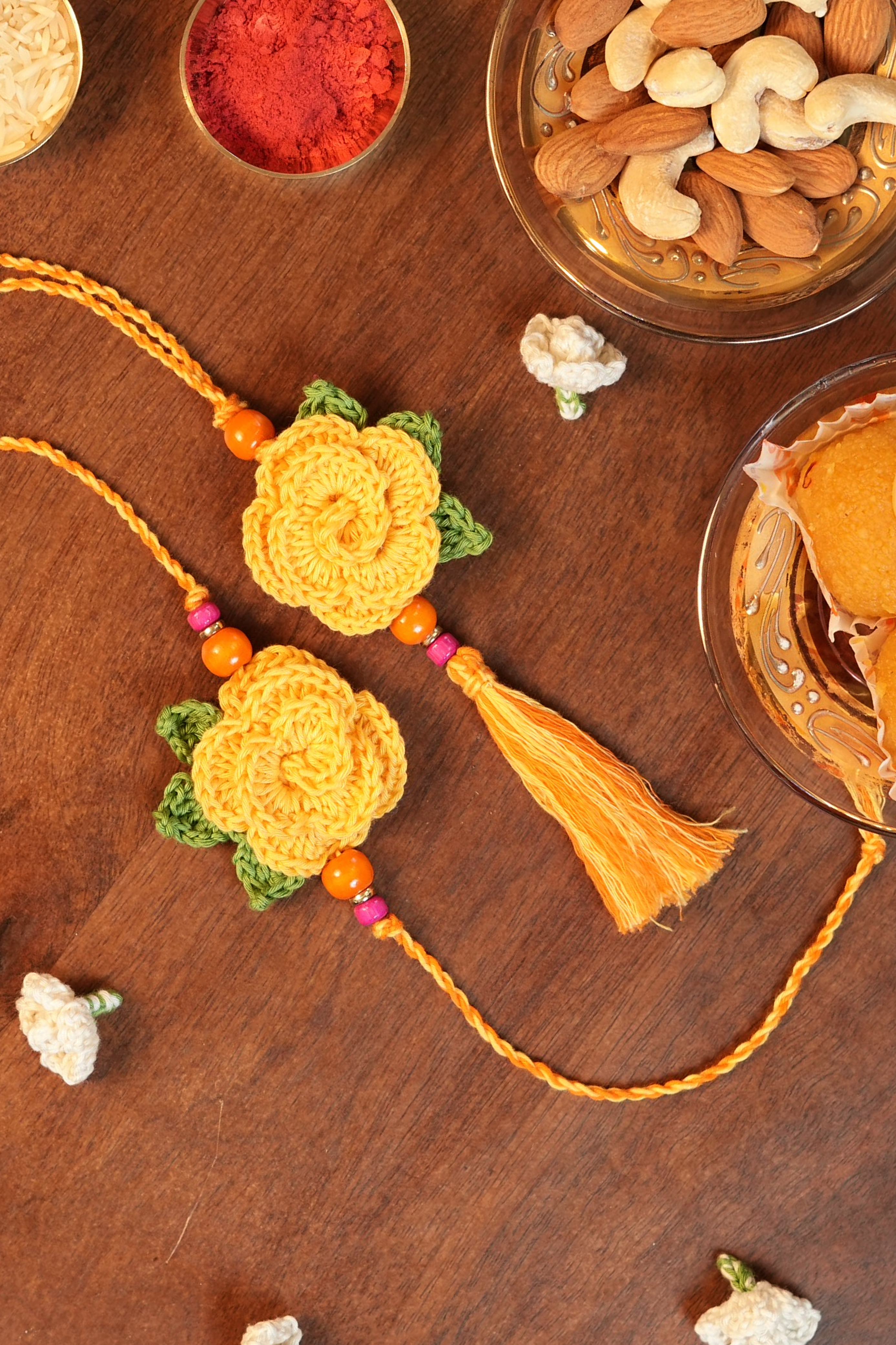 Rose Rakhi & Lumba Set