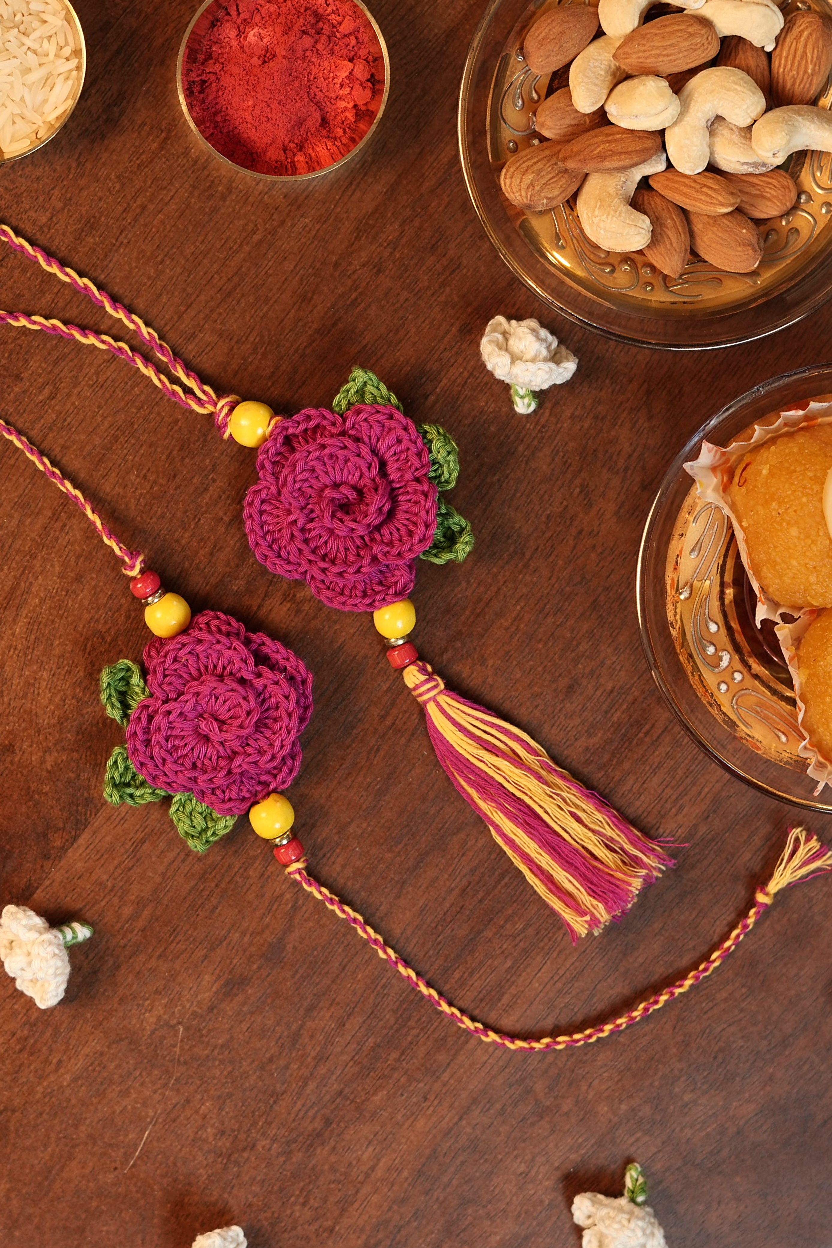 Rose Rakhi & Lumba Set