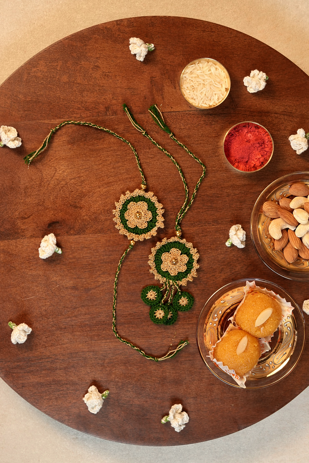 Threaded Gold Rakhi & Lumba Set