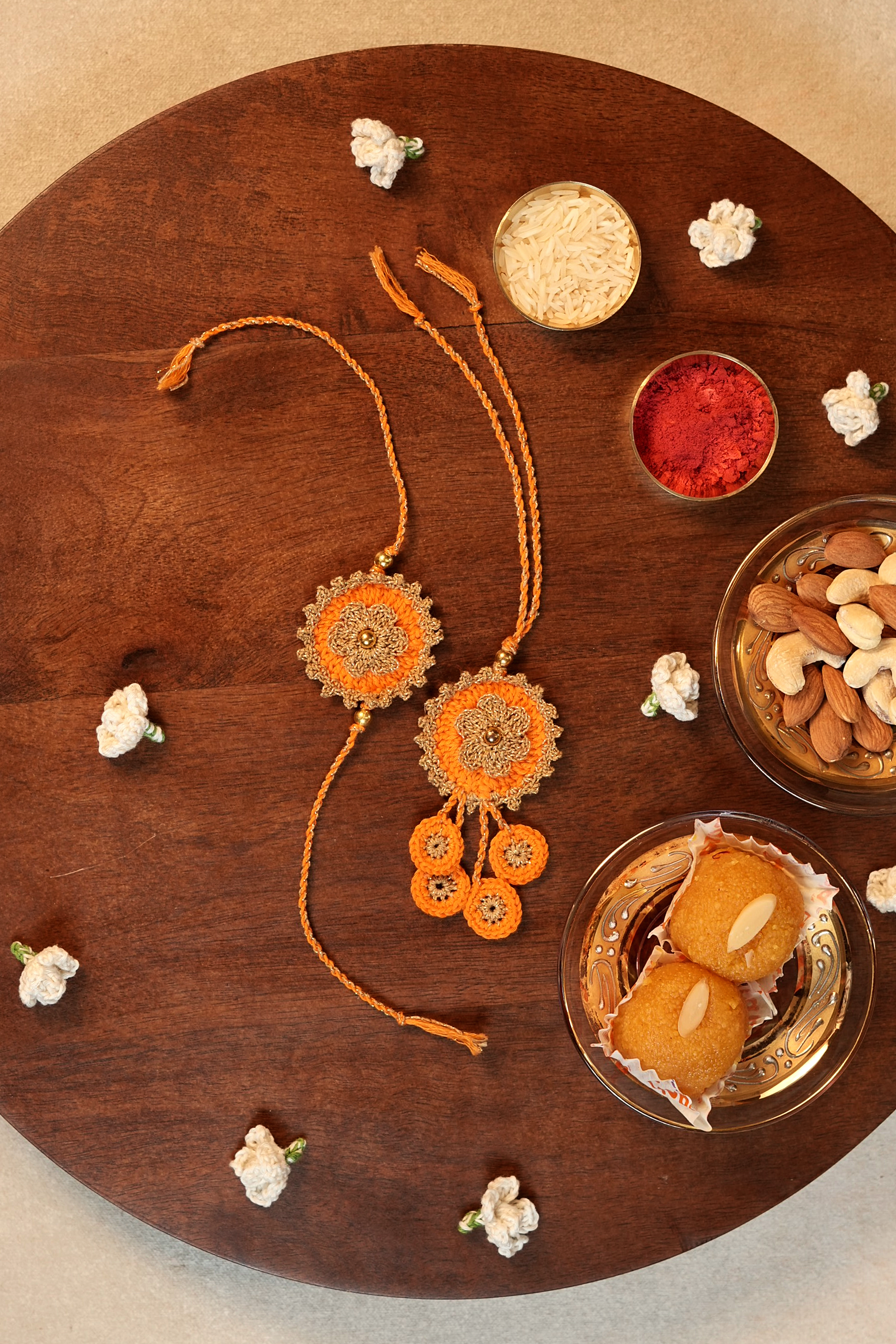 Threaded Gold Rakhi & Lumba Set