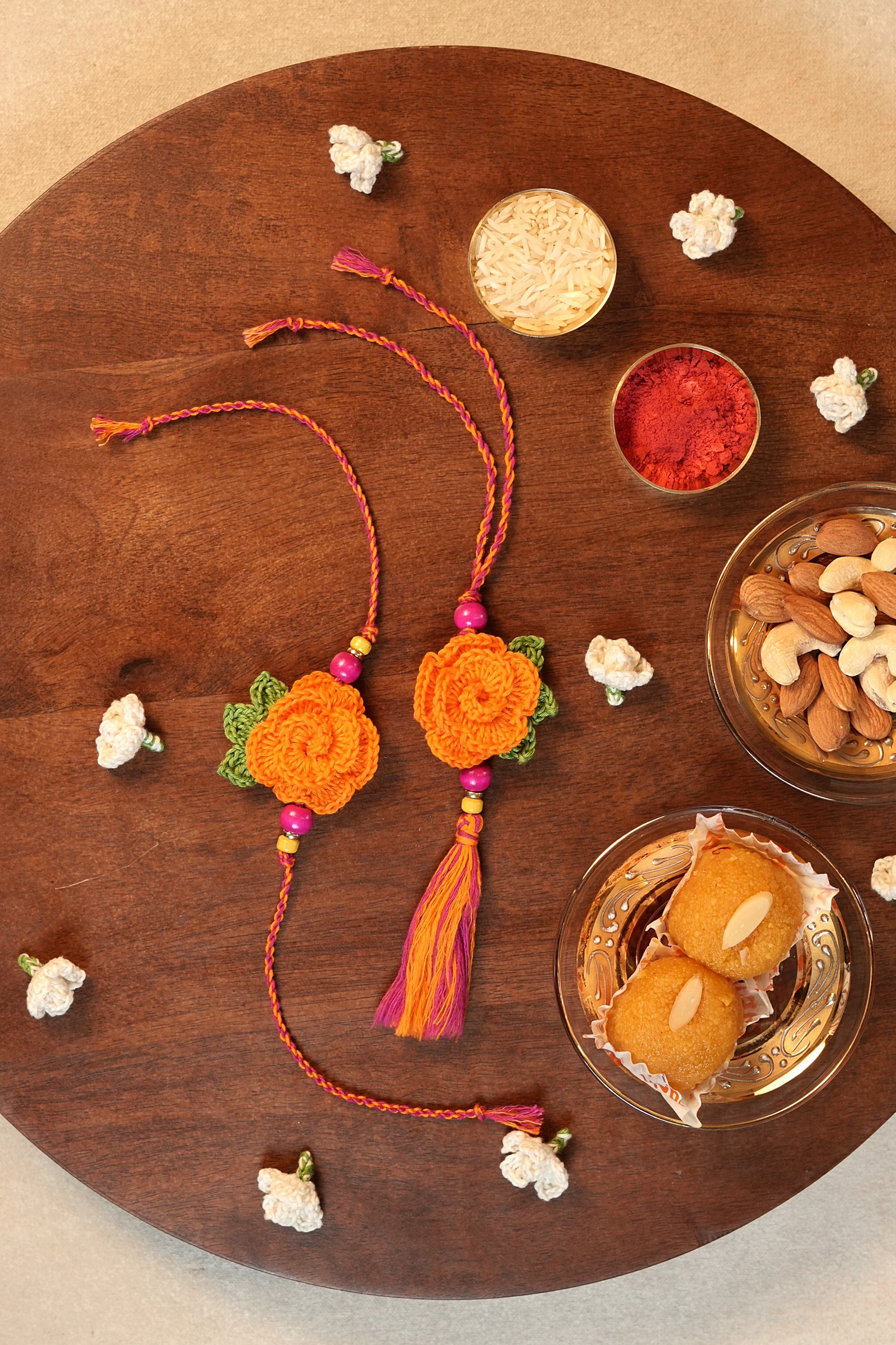 Rose Rakhi & Lumba Set