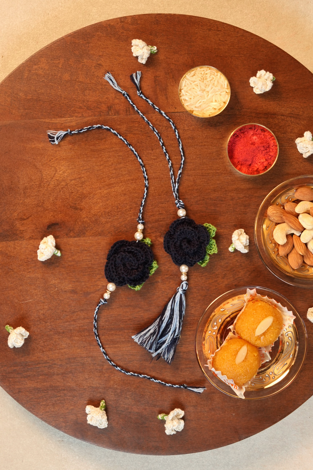 Rose Rakhi & Lumba Set