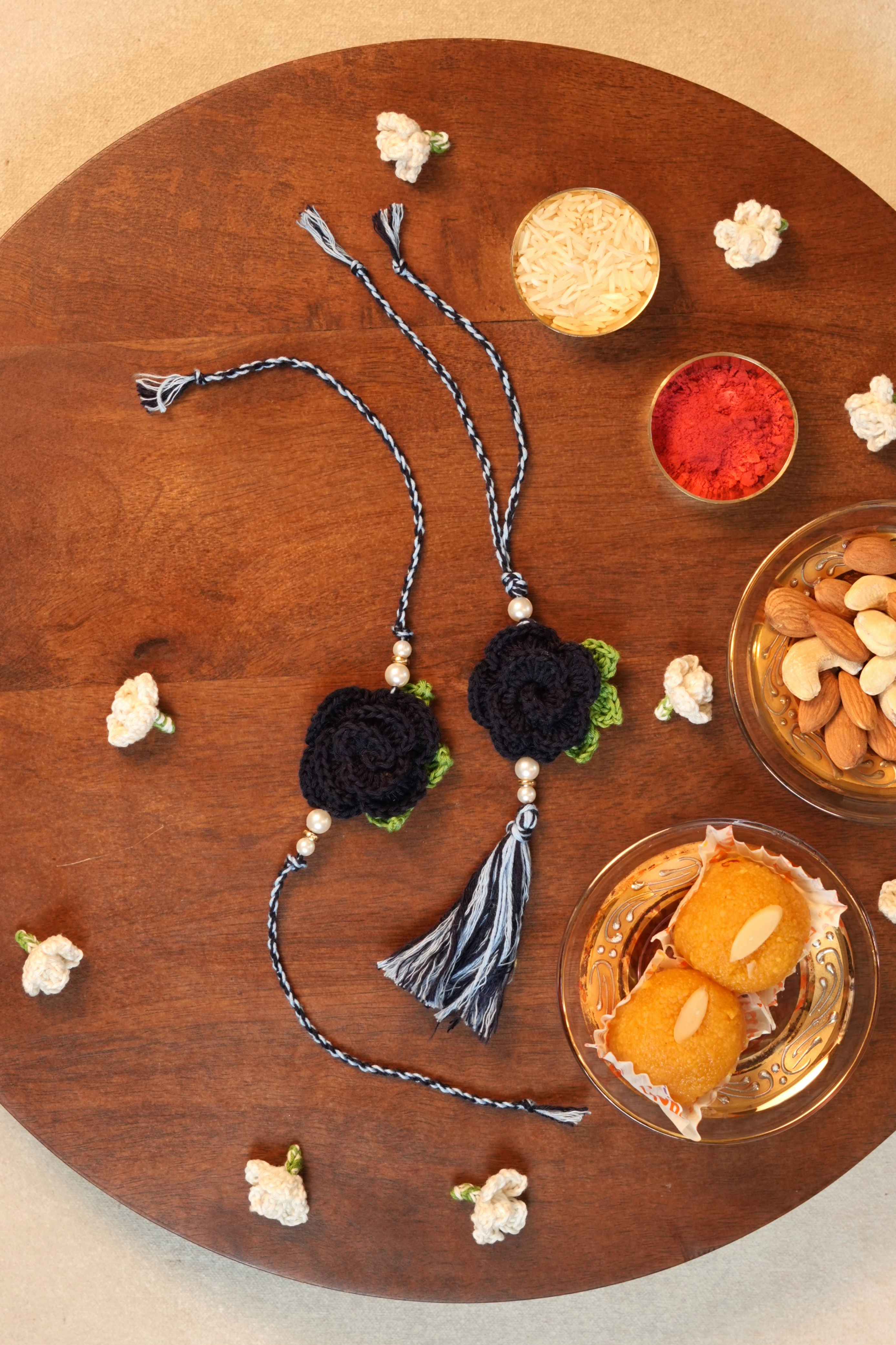 Rose Rakhi & Lumba Set