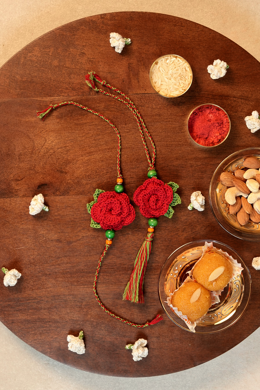 Rose Rakhi & Lumba Set