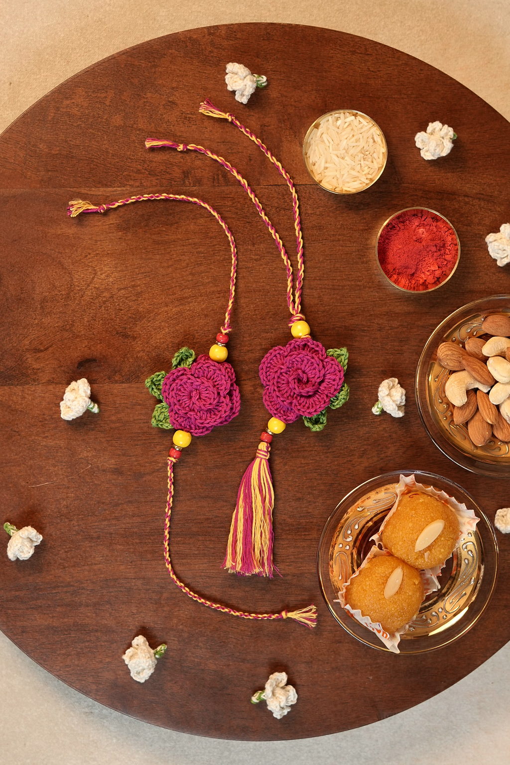 Rose Rakhi & Lumba Set